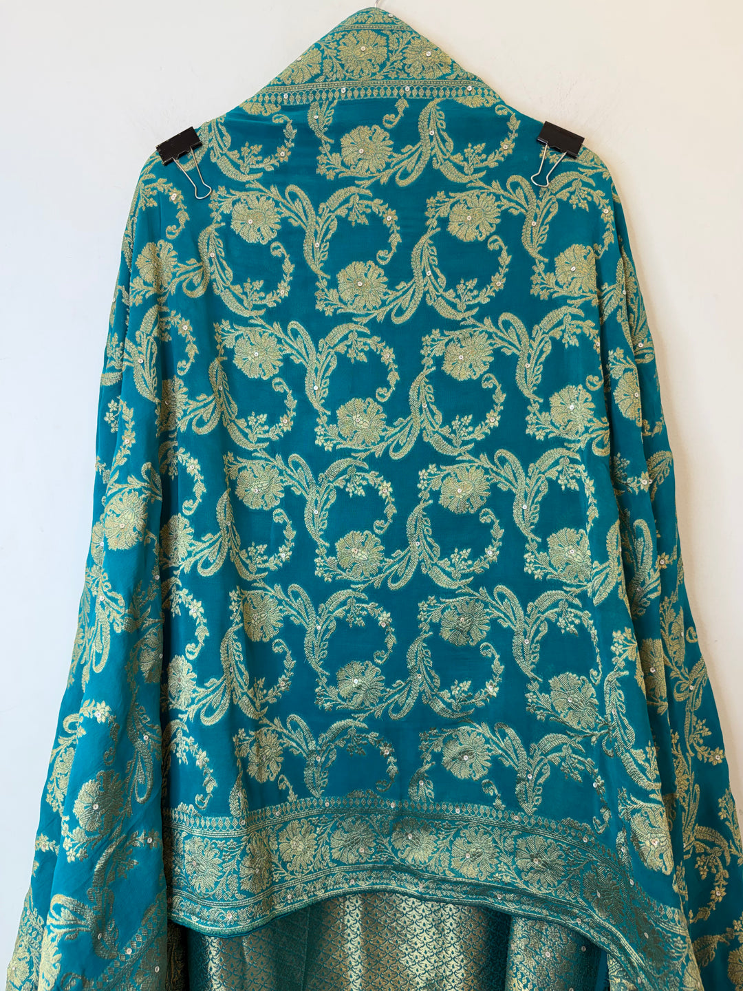Zareya – Blue Khadi Georgette &amp; Brocade Handwork Suit