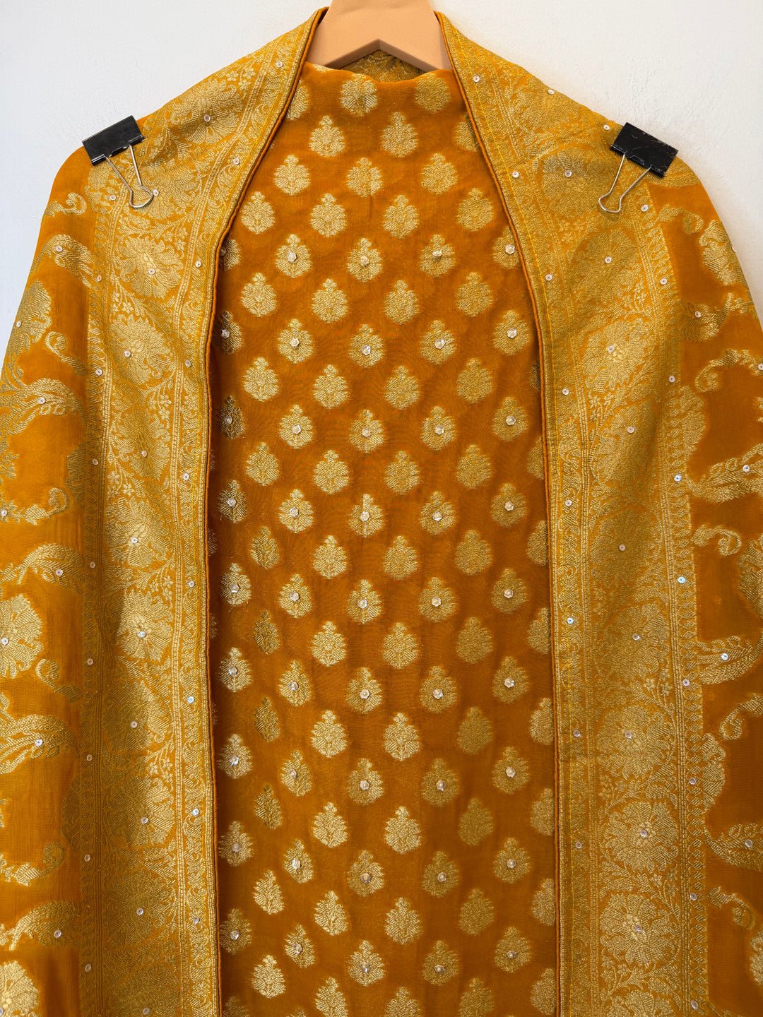 Zareya – Yellow Khadi Georgette &amp; Brocade Handwork Suit