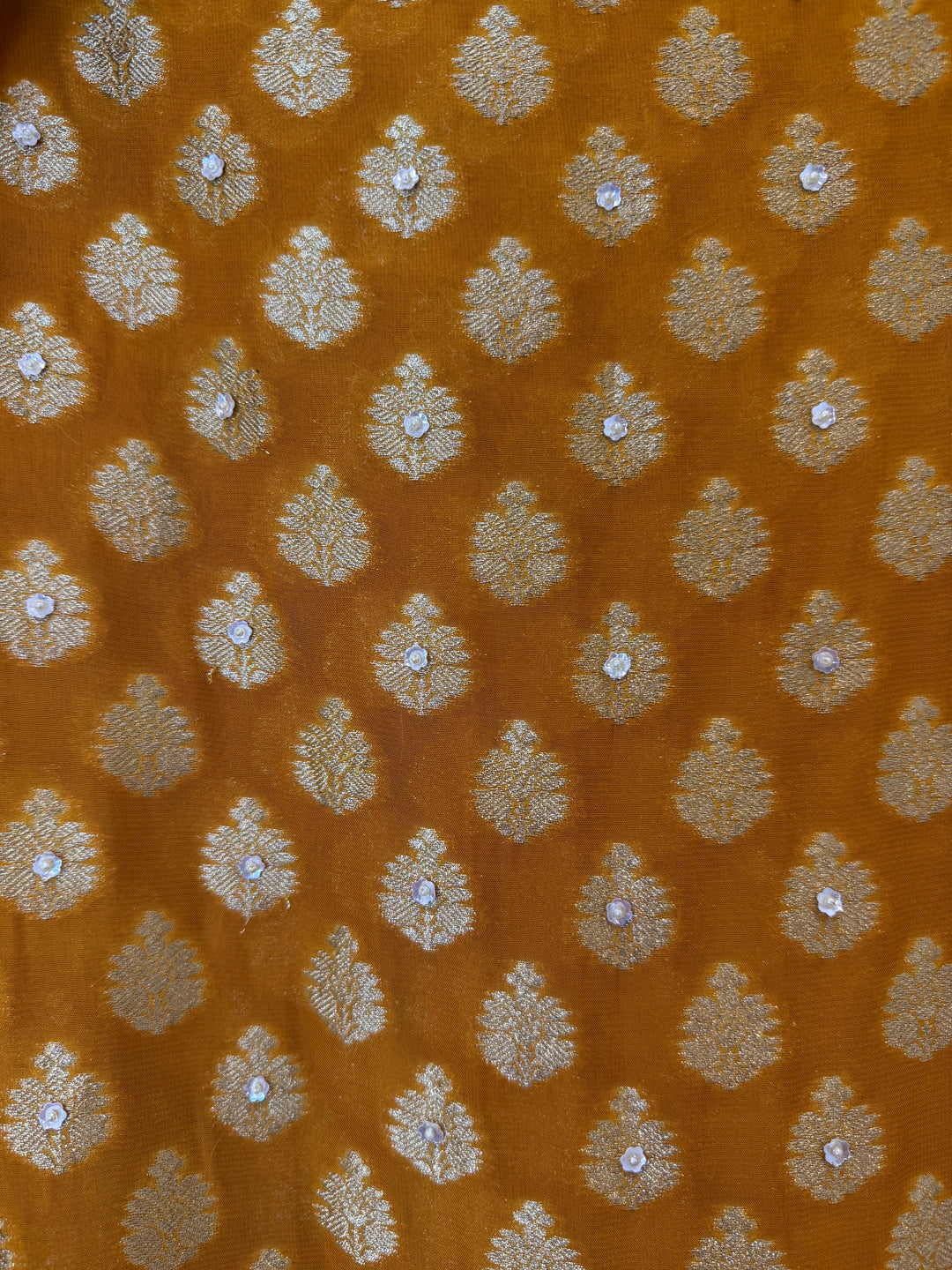 Zareya – Yellow Khadi Georgette &amp; Brocade Handwork Suit
