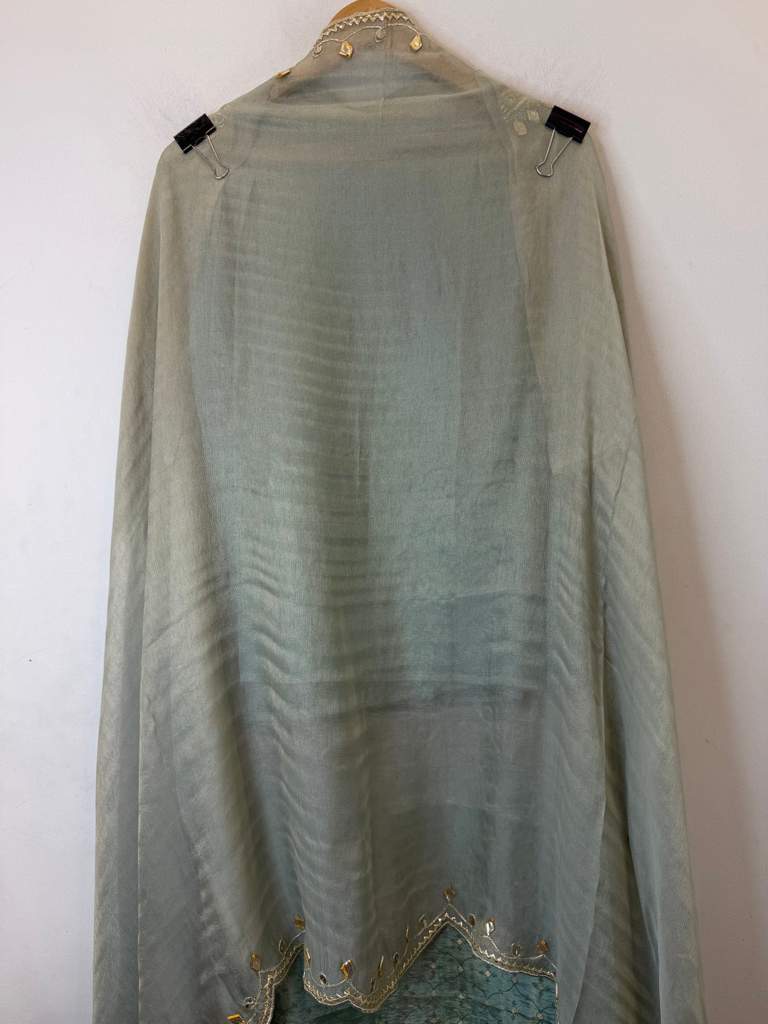 Omira – Green Ombre Tissue Gota Mirror Suit