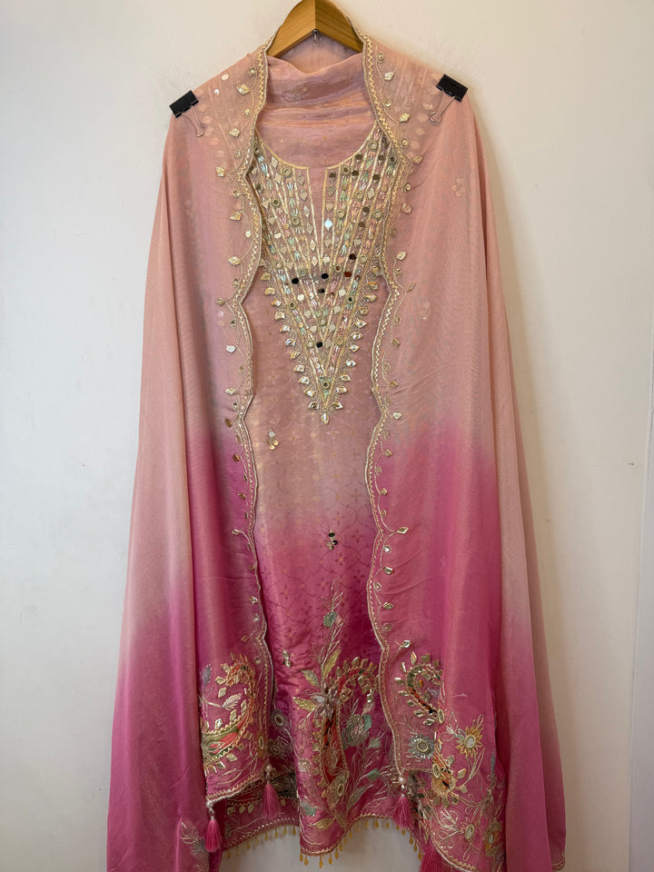 Omira – Pink Ombre Tissue Gota Mirror Suit