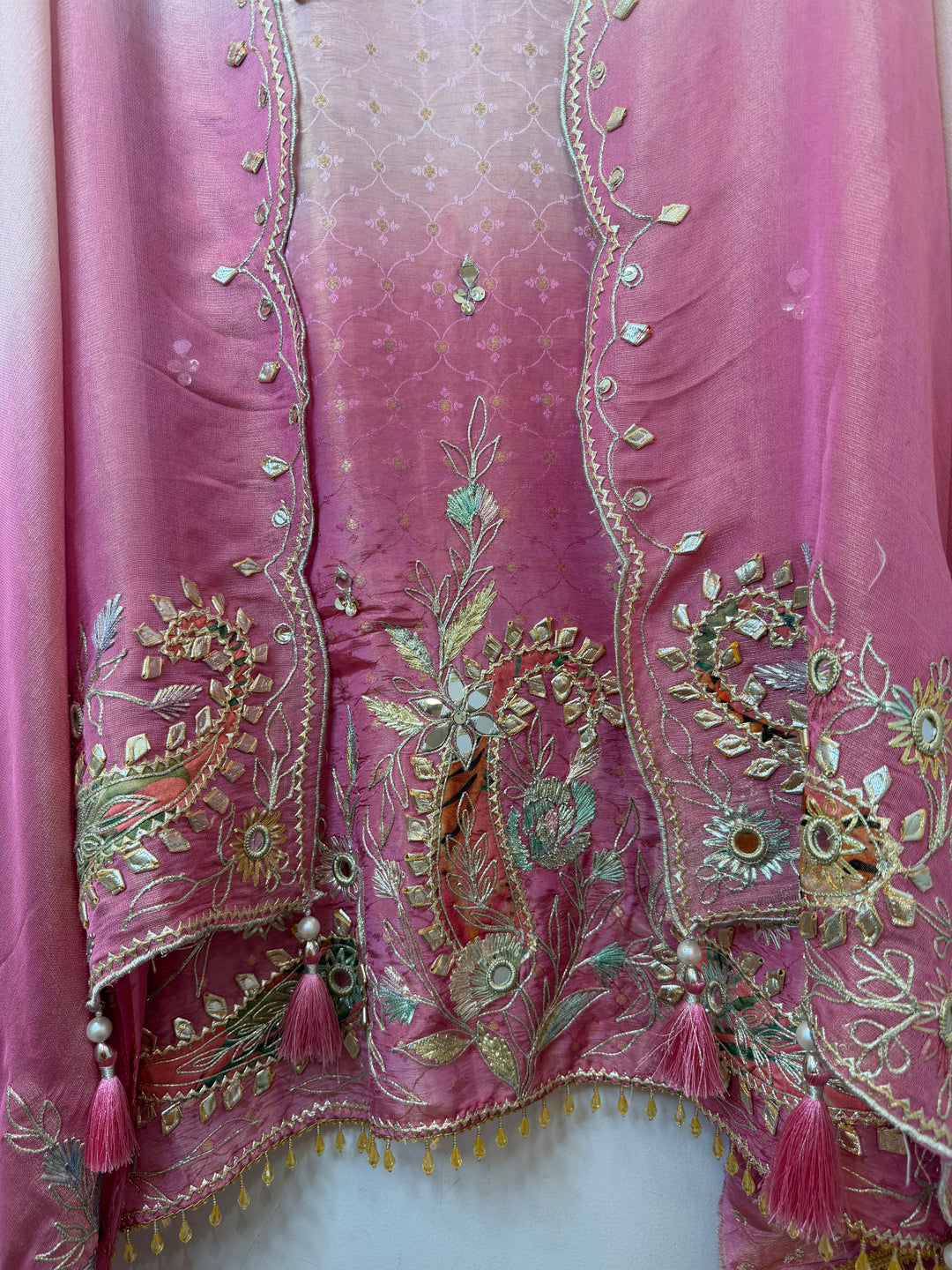Omira – Pink Ombre Tissue Gota Mirror Suit