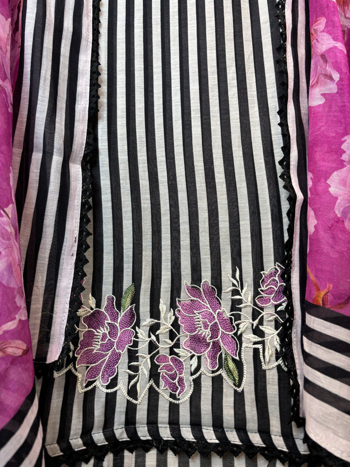 Gulraiz – Magenta Pink Mul Cotton Embroidered Suit