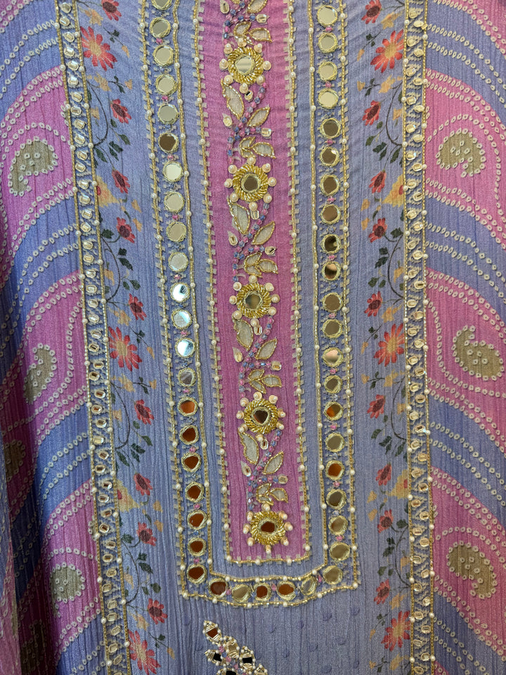 Zaylee – Crushed Tissue Mirror Handwork Suit