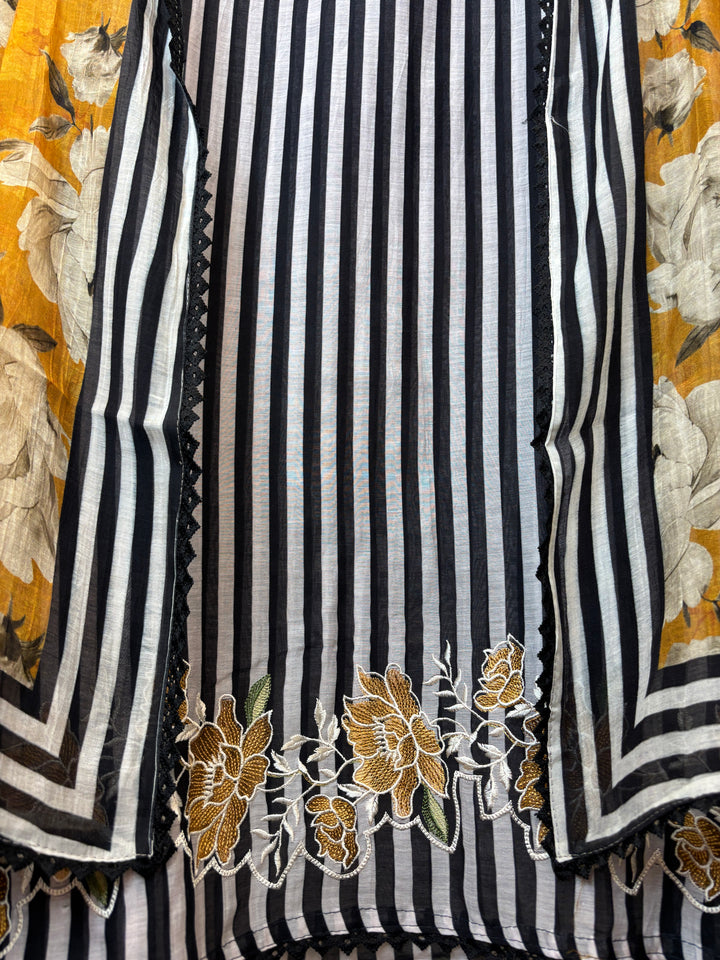 Gulraiz – Yellow Mul Cotton Embroidered Suit