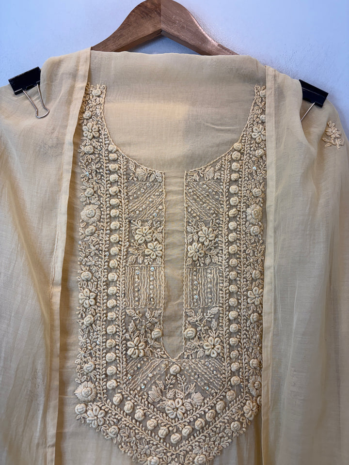 Meher – Yellow Mul Chanderi Embroidered Suit