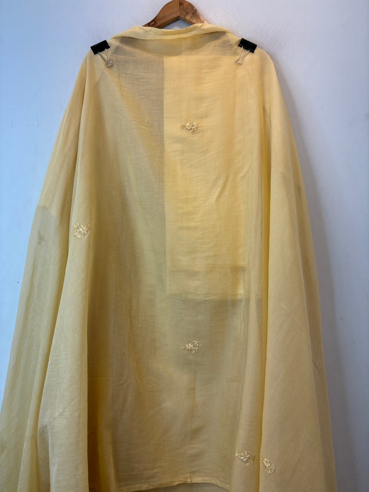Meher – Yellow Mul Chanderi Embroidered Suit