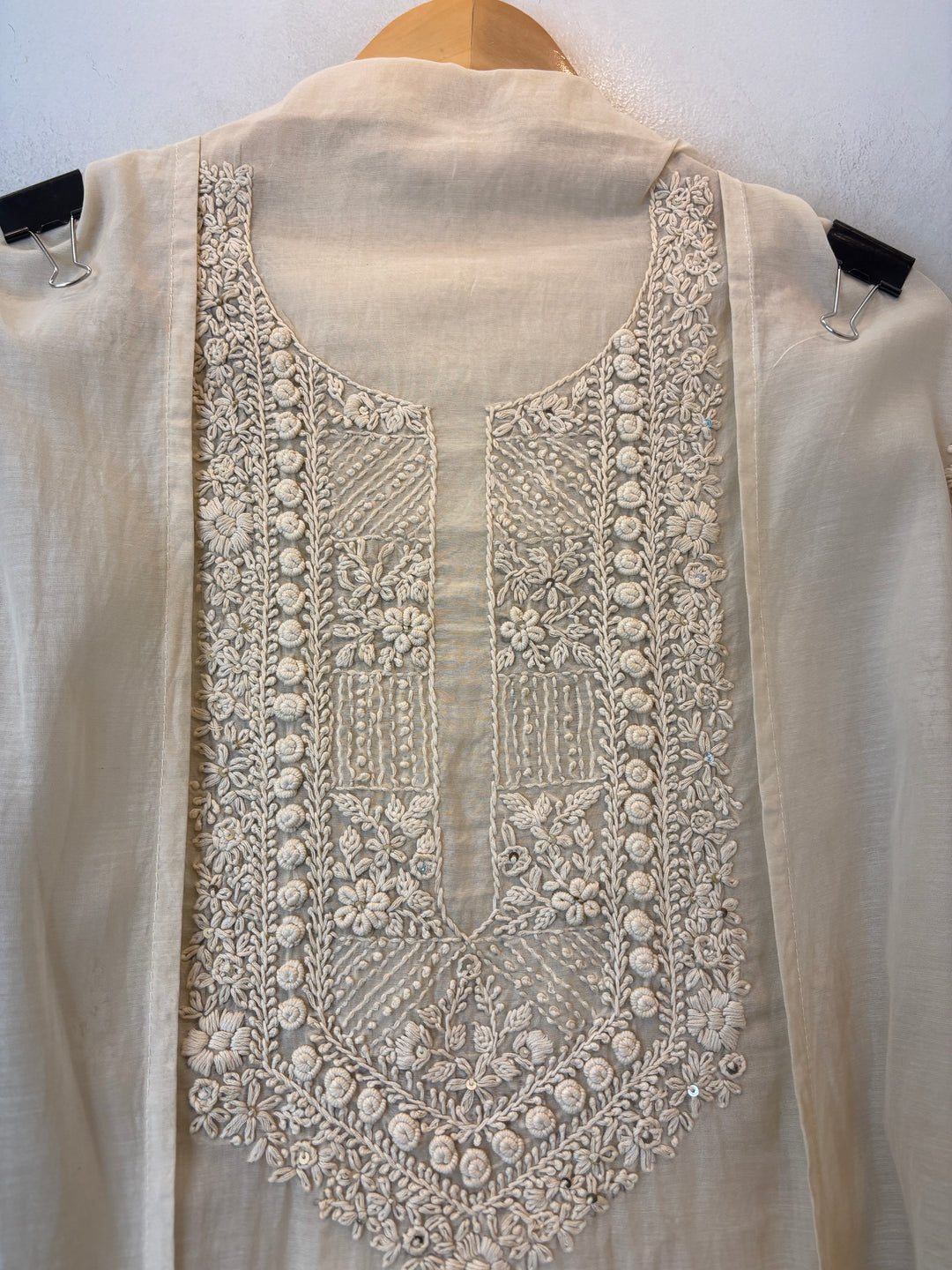 Meher – Ivory Cream Mul Chanderi Embroidered Suit