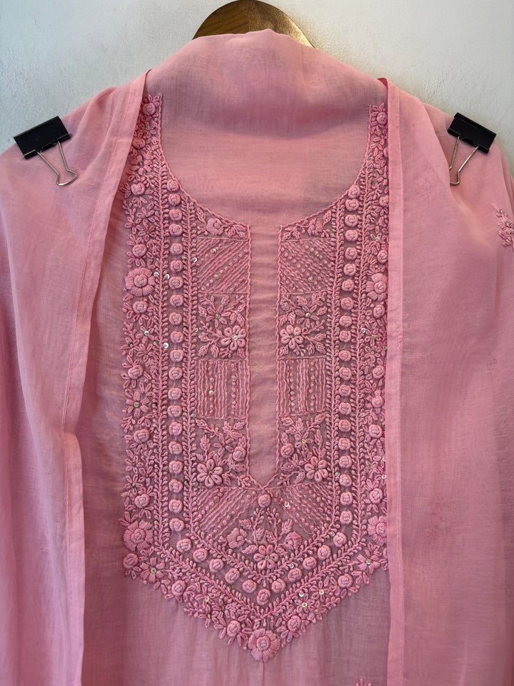 Meher – Pink Mul Chanderi Embroidered Suit