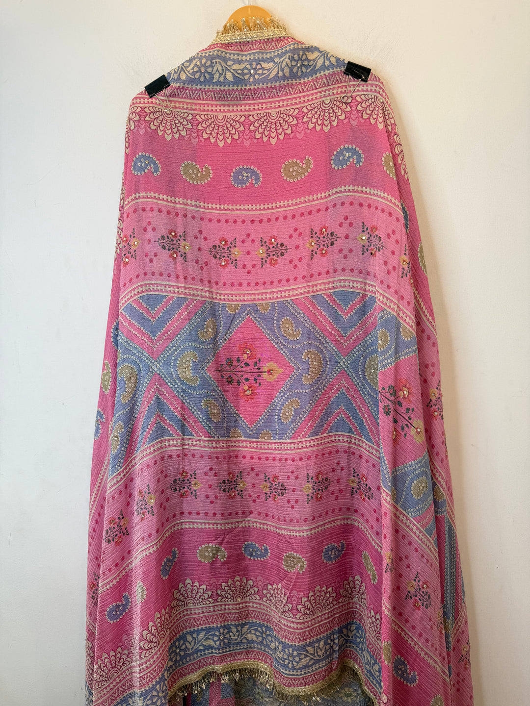 Zaylee – Pink Crushed Tissue Mirror Handwork Suit