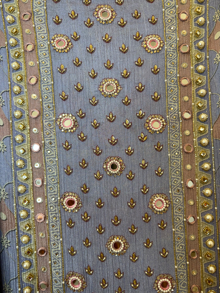 Zareva – Crushed Tissue Pearl Handwork Suit