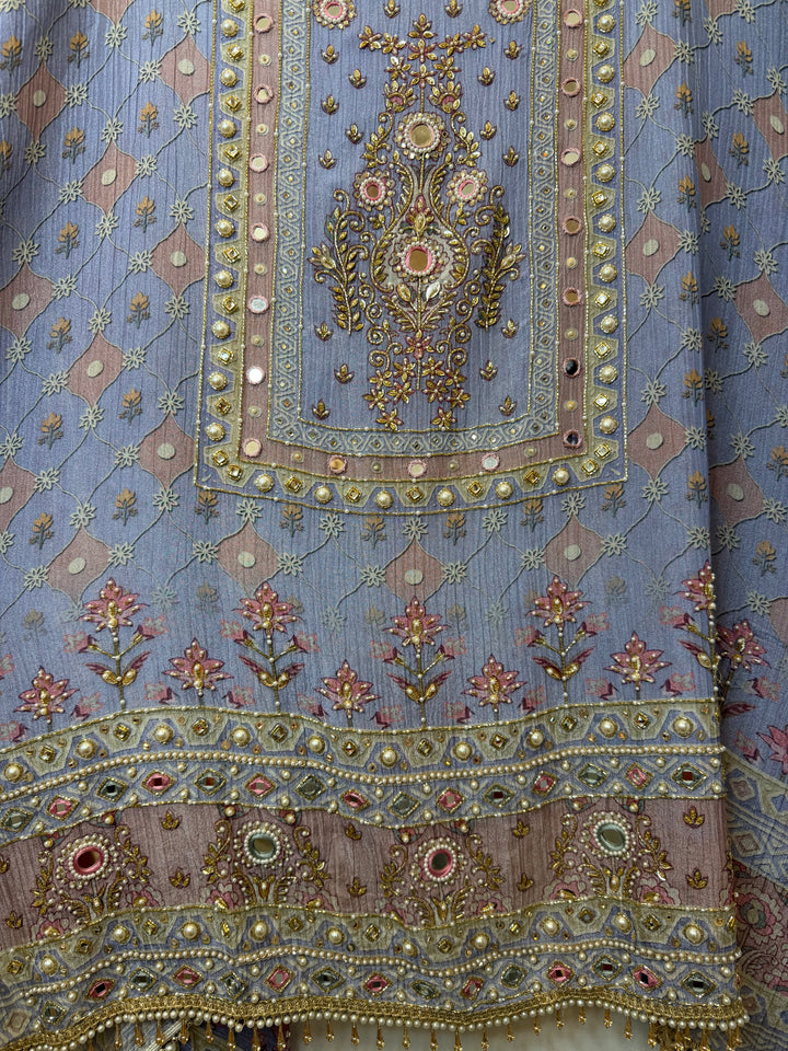 Zareva – Crushed Tissue Pearl Handwork Suit
