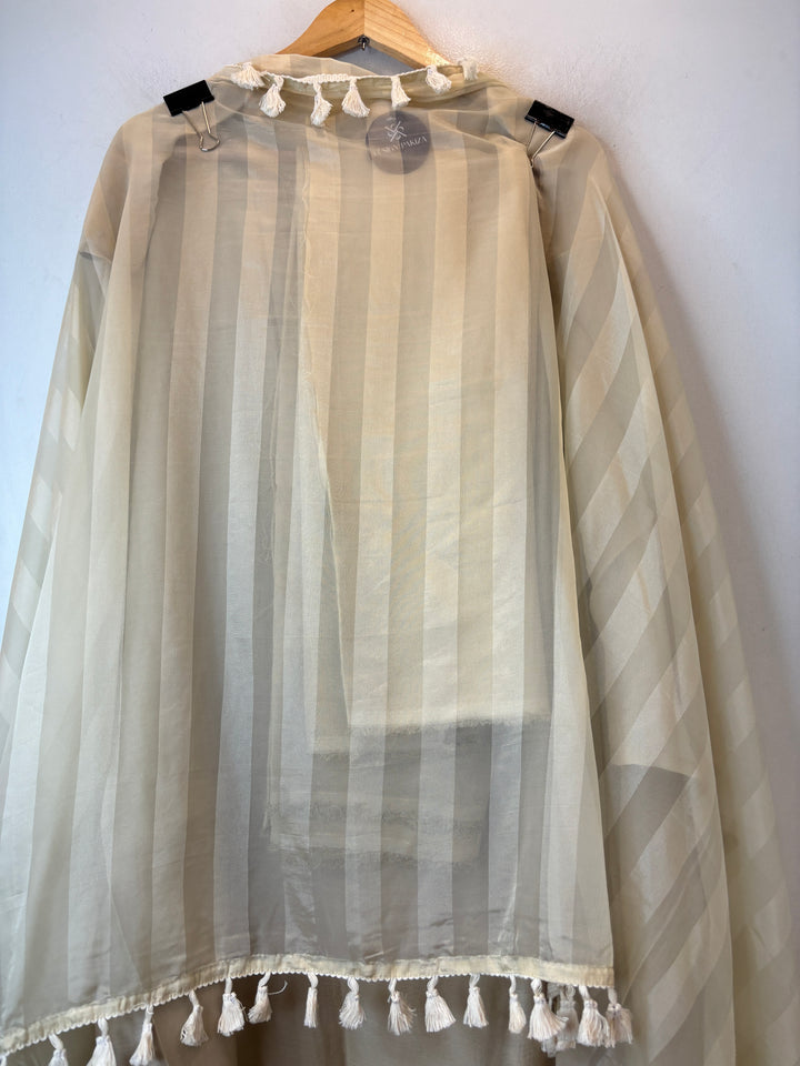Noor-e-Organza – Light Beige Mul Organza Embellished Suit