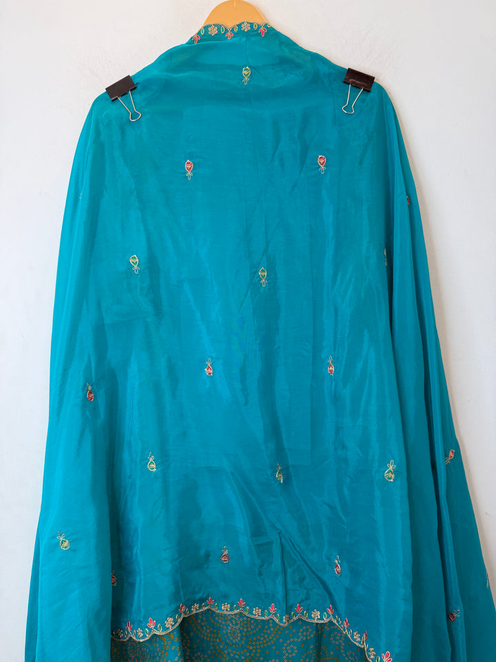 Bandira – Blue Satin Organza Bandhani Suit