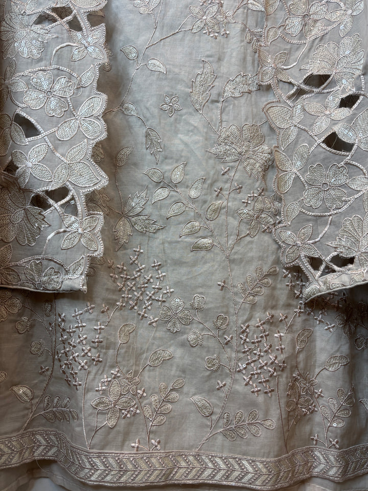 Meherbano – Ivory Mul Chanderi Embroidered Suit
