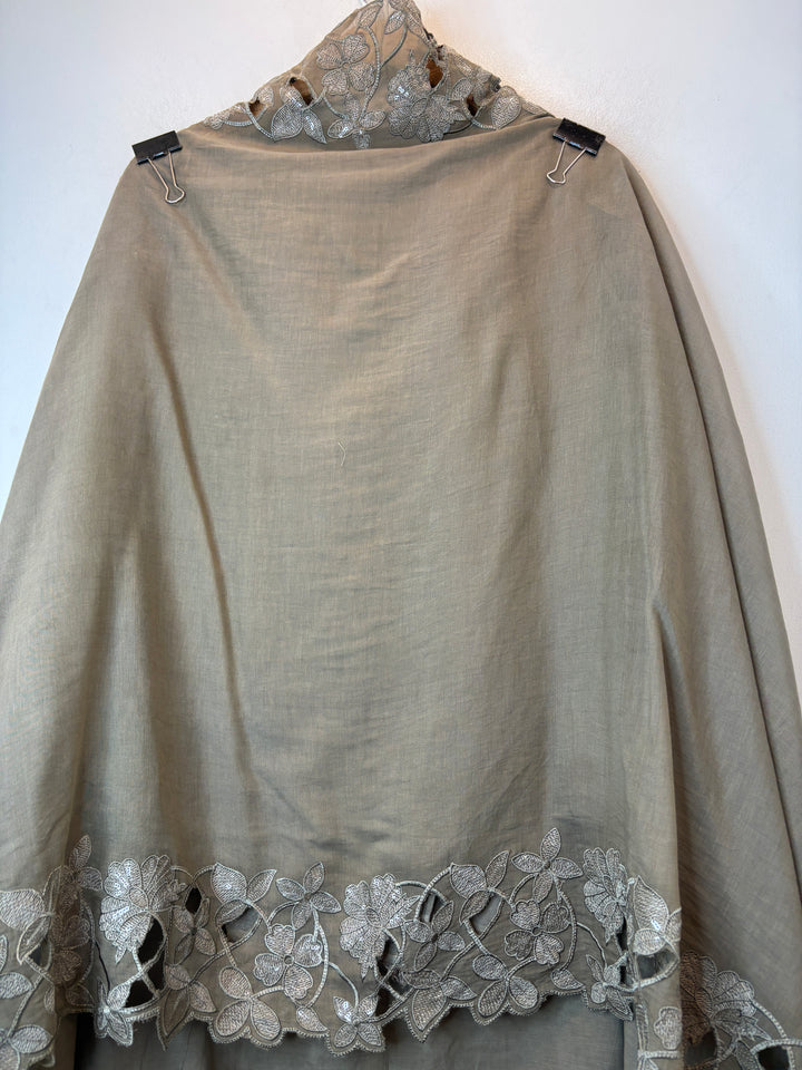 Meherbano – Greyish Brown Mul Chanderi Embroidered Suit