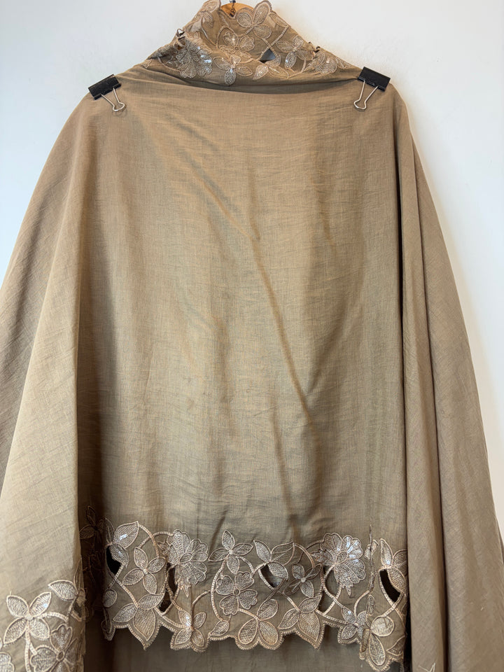 Meherbano – Beige Brown Mul Chanderi Embroidered Suit