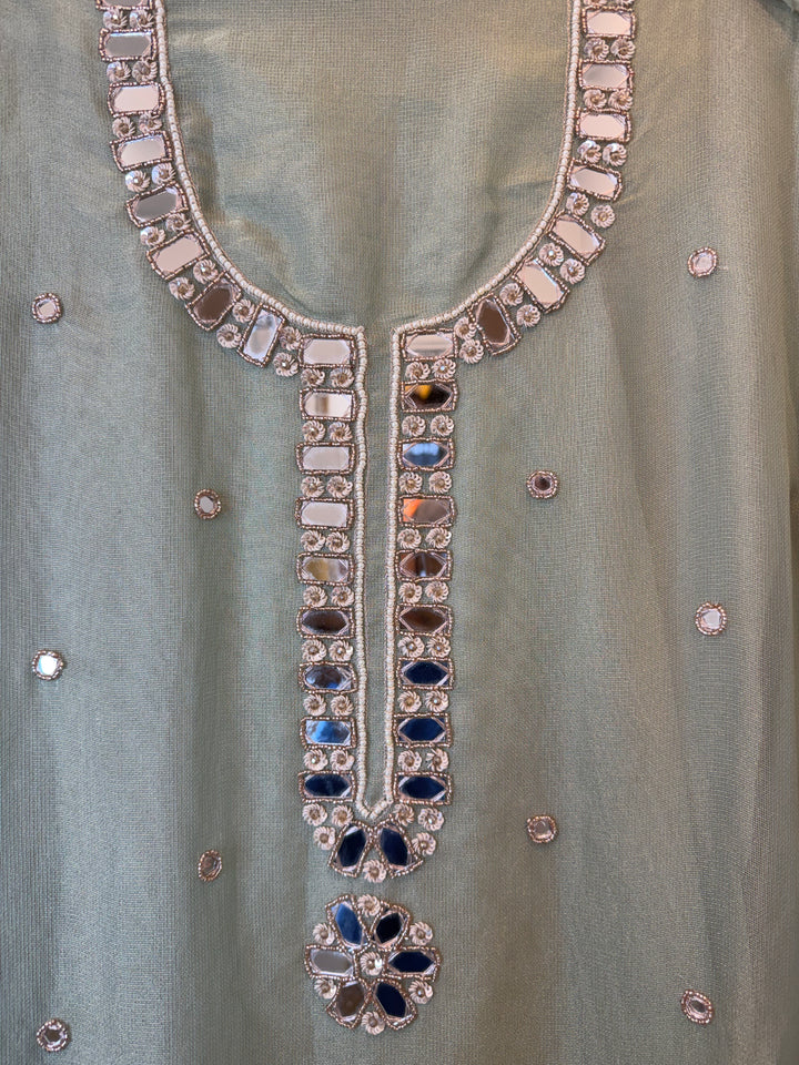Miraya – Green Tissue Real Mirror Work Suit