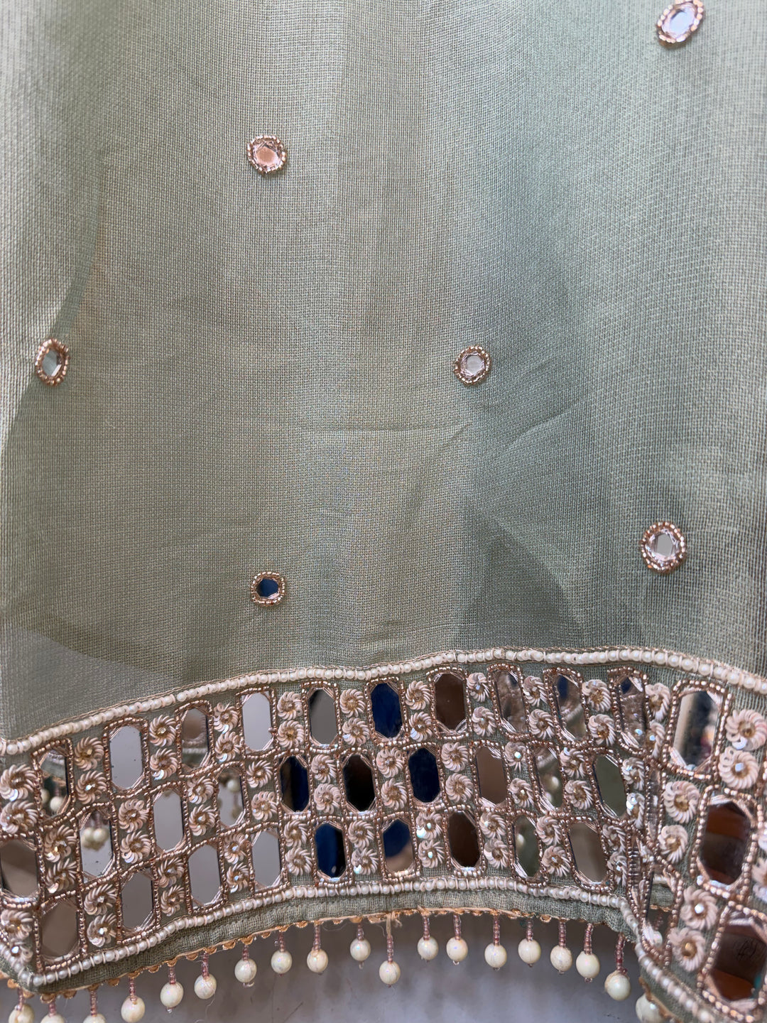 Miraya – Green Tissue Real Mirror Work Suit