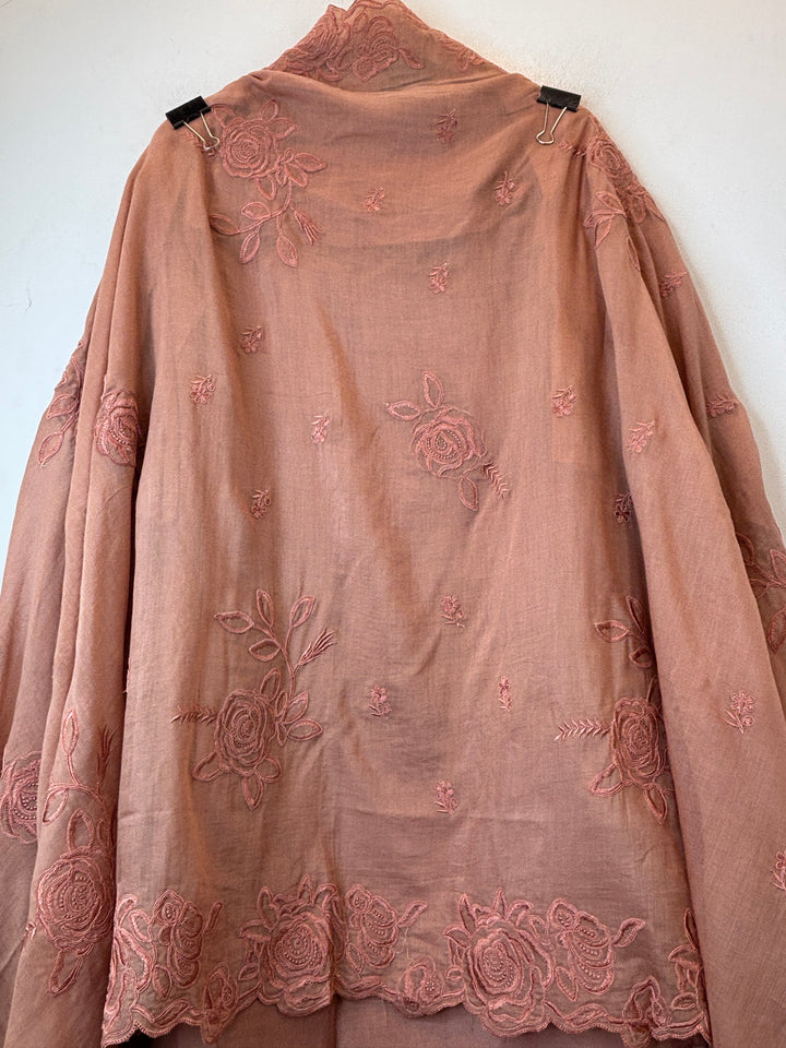 Mehrnaz – Peach Mul Cotton Embroidered Suit