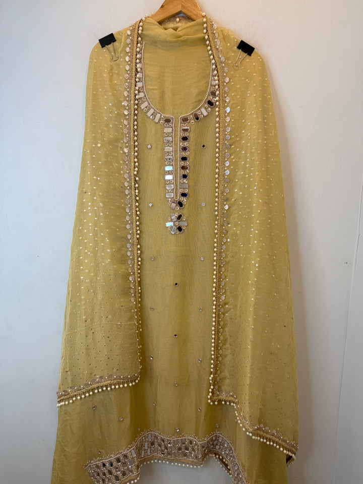 Miraya – Yellow Tissue Real Mirror Work Suit