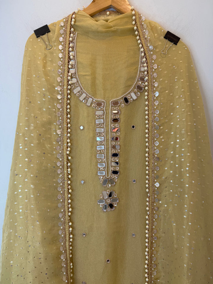 Miraya – Yellow Tissue Real Mirror Work Suit