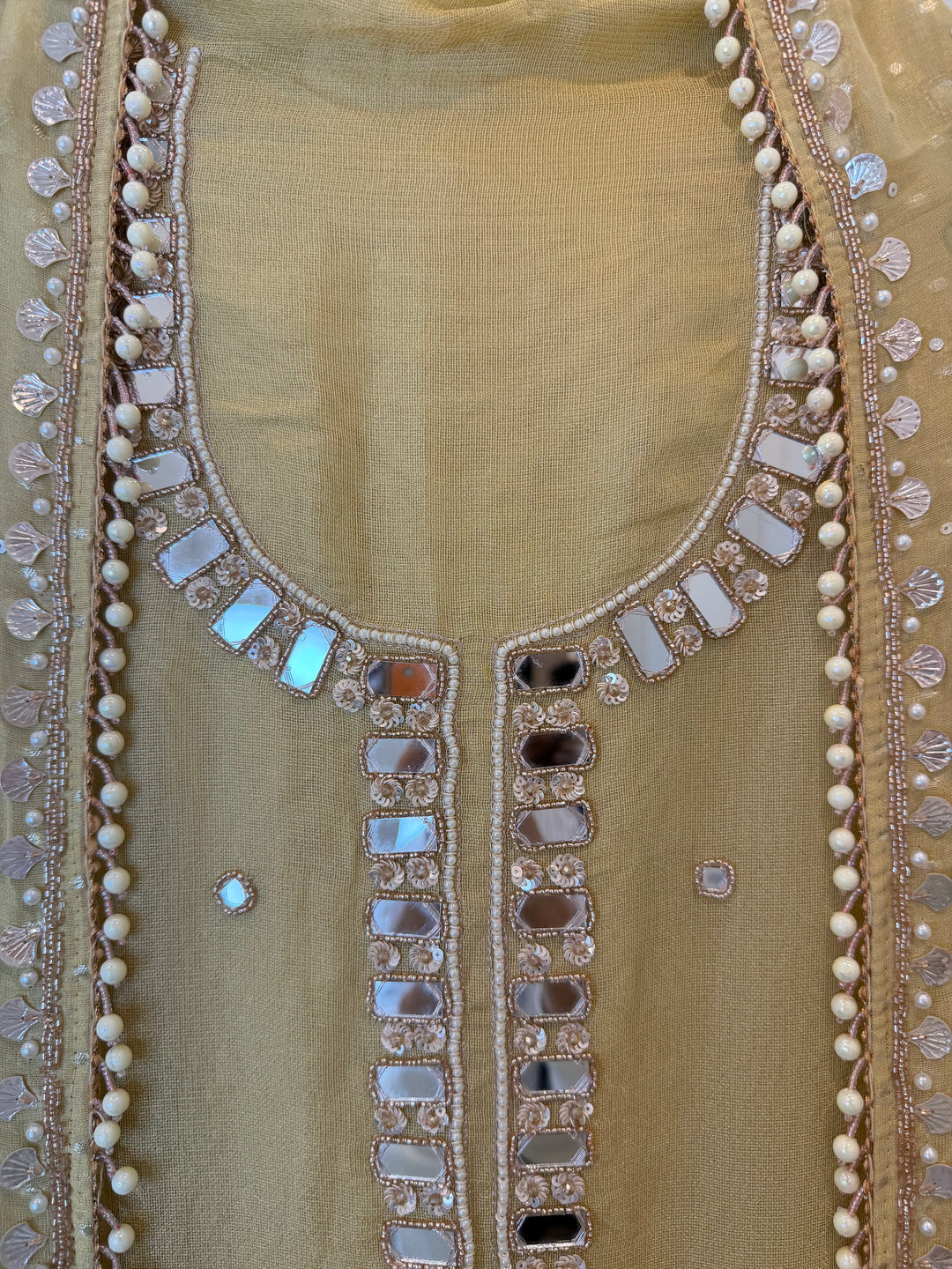 Miraya – Yellow Tissue Real Mirror Work Suit