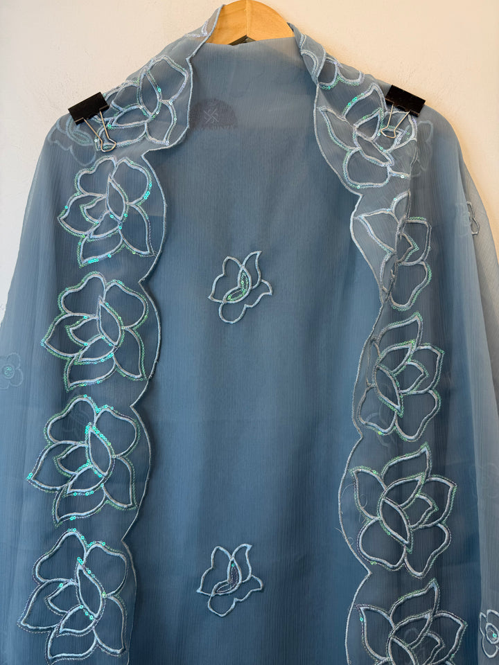Zarelle – Blue Chiffon Organza Handwork Suit