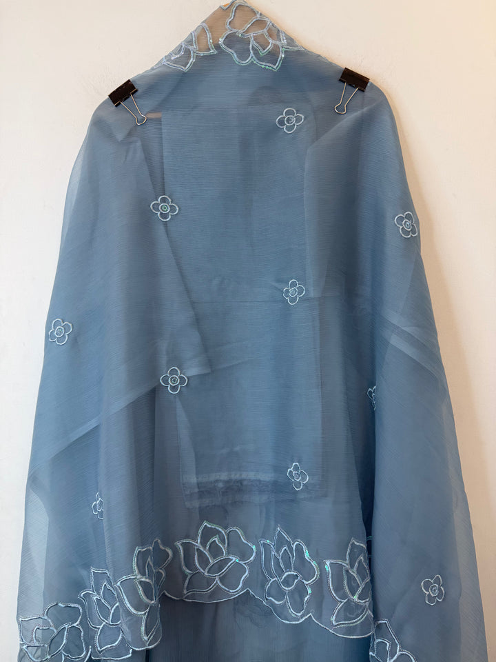 Zarelle – Blue Chiffon Organza Handwork Suit