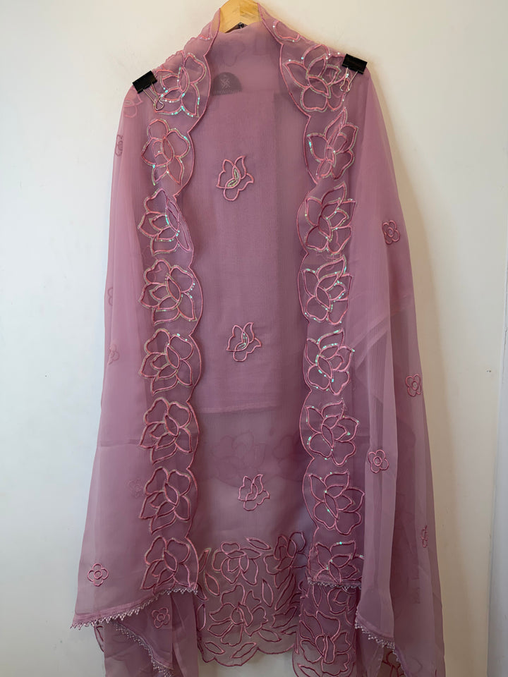 Zarelle – Pink Chiffon Organza Handwork Suit