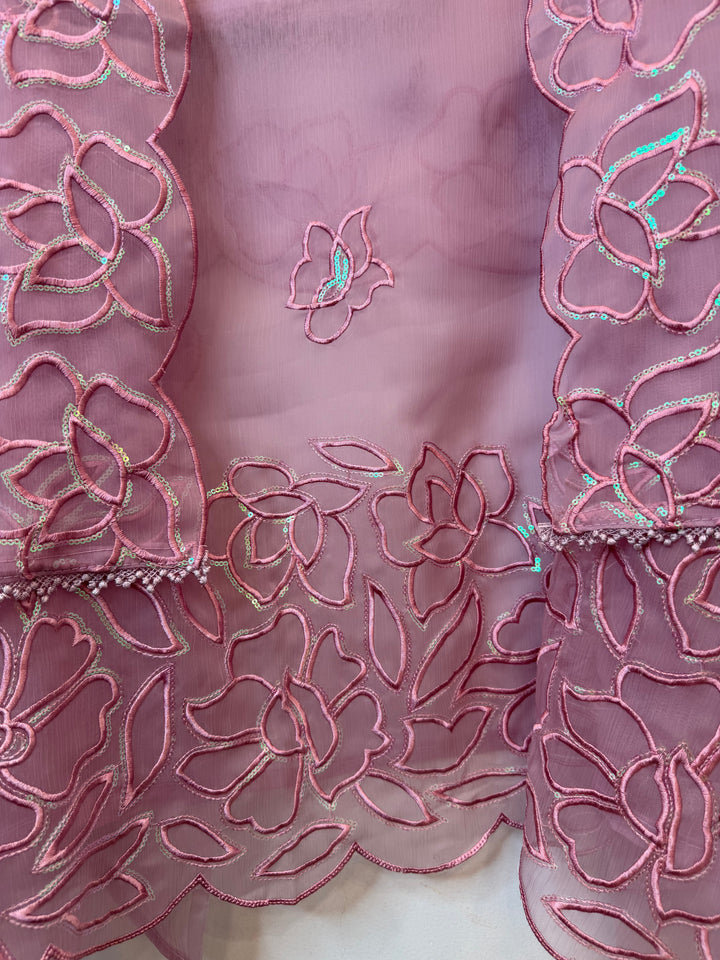 Zarelle – Pink Chiffon Organza Handwork Suit