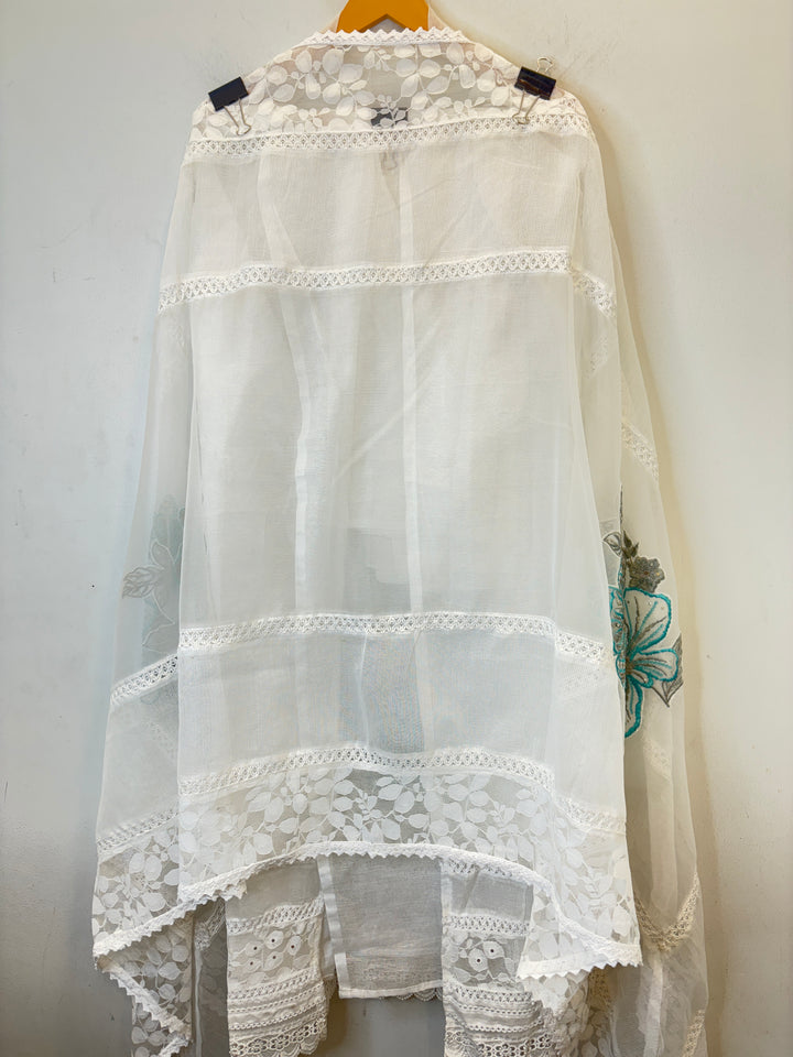 Zariah – Organza &amp; Kota Fusion Suit with Embroidered Elegance
