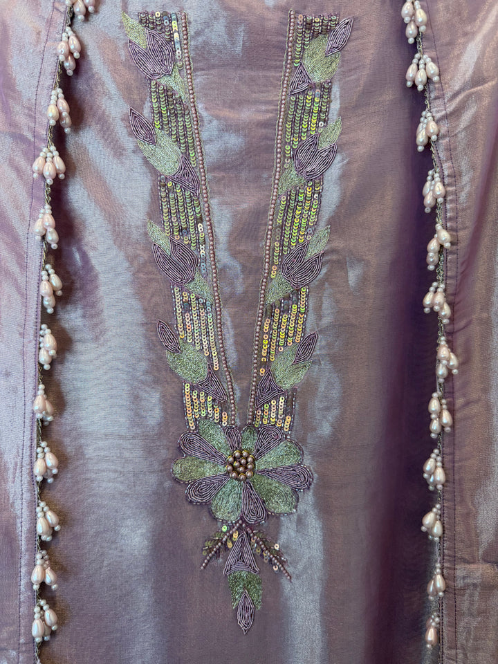 Zehaira – Pink Tissue Dabka &amp; Zari Handwork Suit
