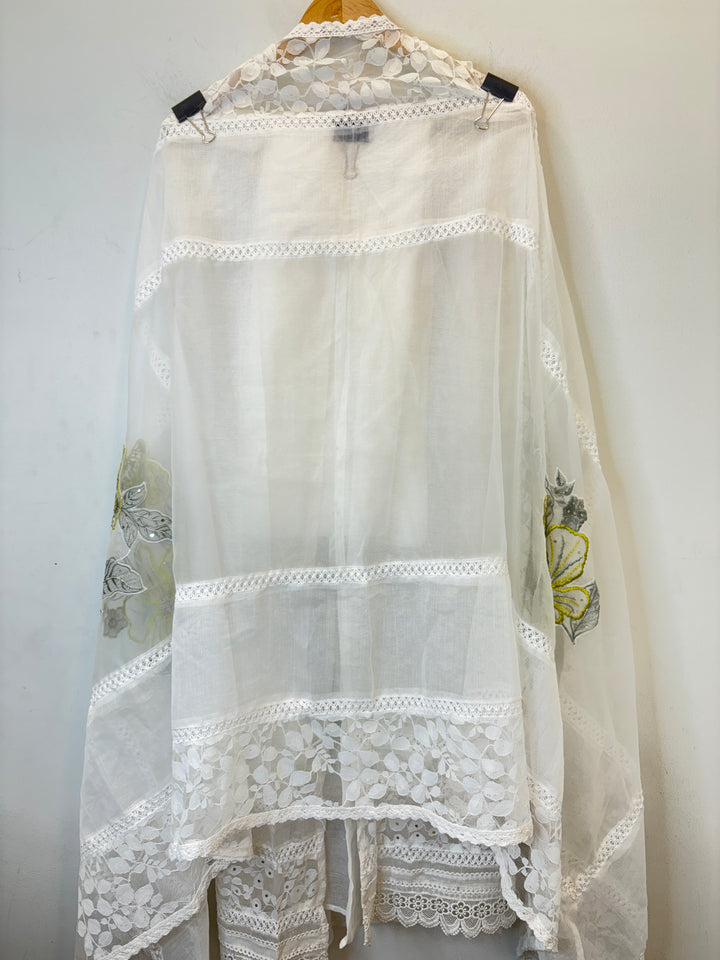 Zariah – Organza &amp; Kota Fusion Suit with Embroidered Elegance