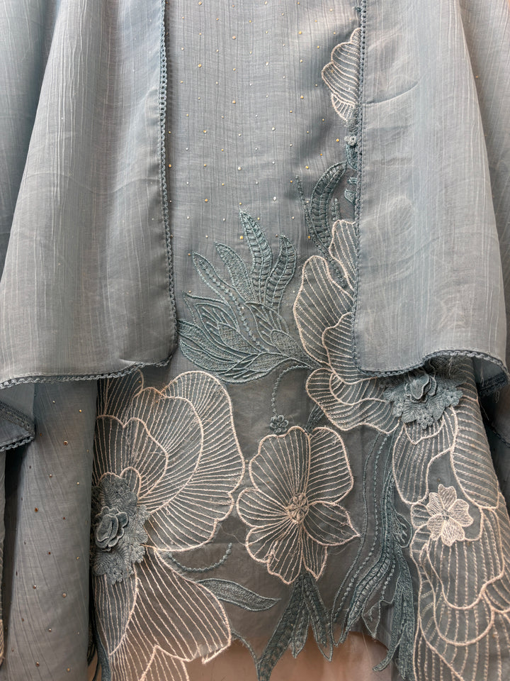 Gulrukh – Blue Crush Mul Cotton Embroidered Suit