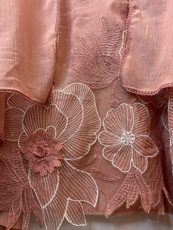 Gulrukh – Peach Crush Mul Cotton Embroidered Suit