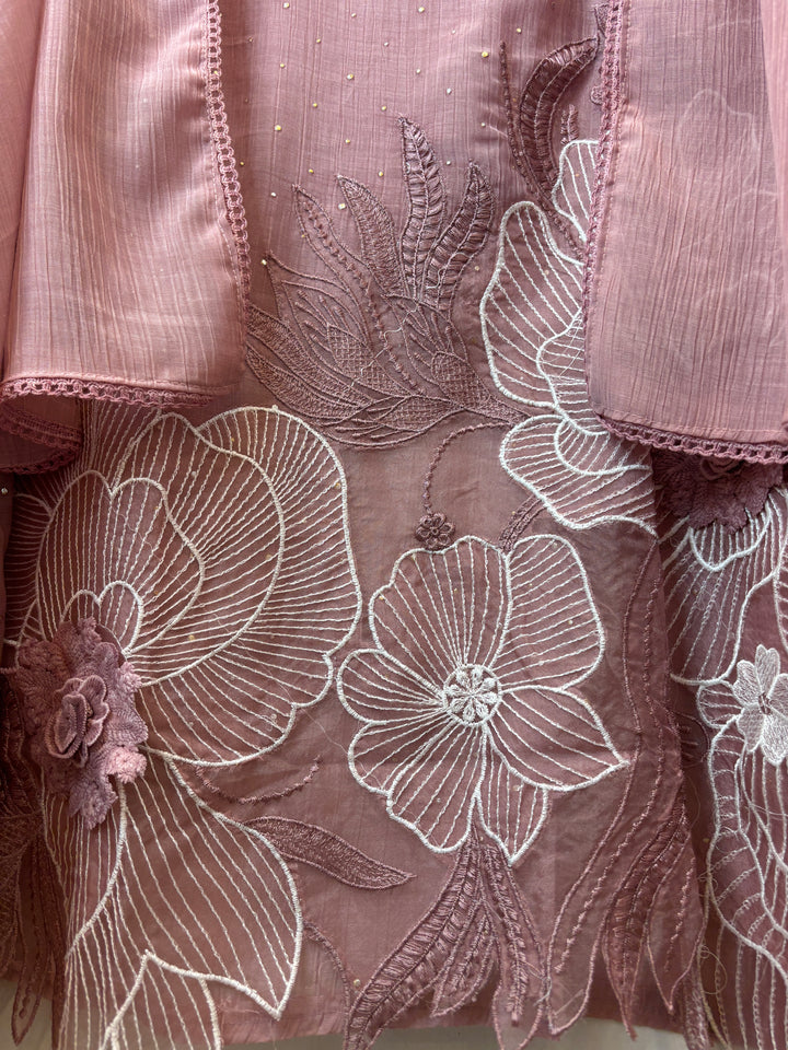 Gulrukh – Blush Pink Crush Mul Cotton Embroidered Suit