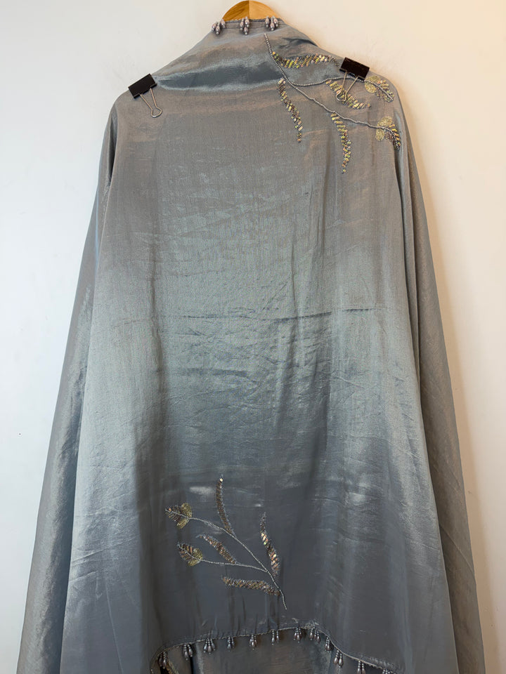 Zehaira – Grey Tissue Dabka &amp; Zari Handwork Suit