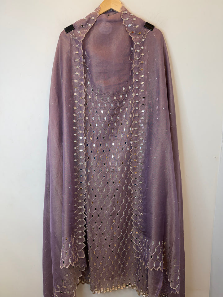 Zarvyn – Lavender Tissue Burberry Mirror Cutwork Suit