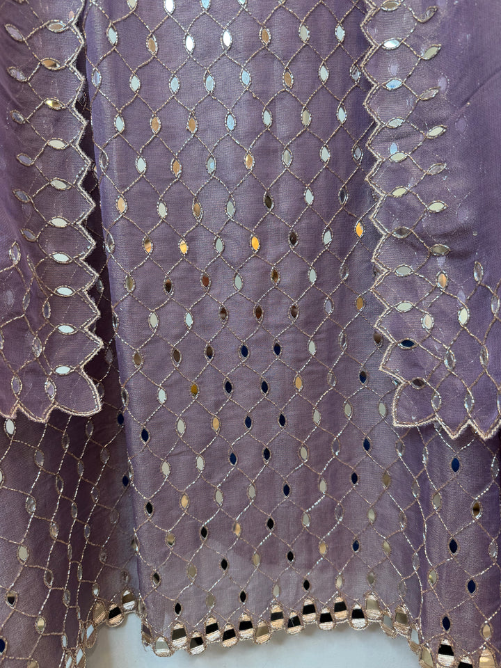 Zarvyn – Lavender Tissue Burberry Mirror Cutwork Suit