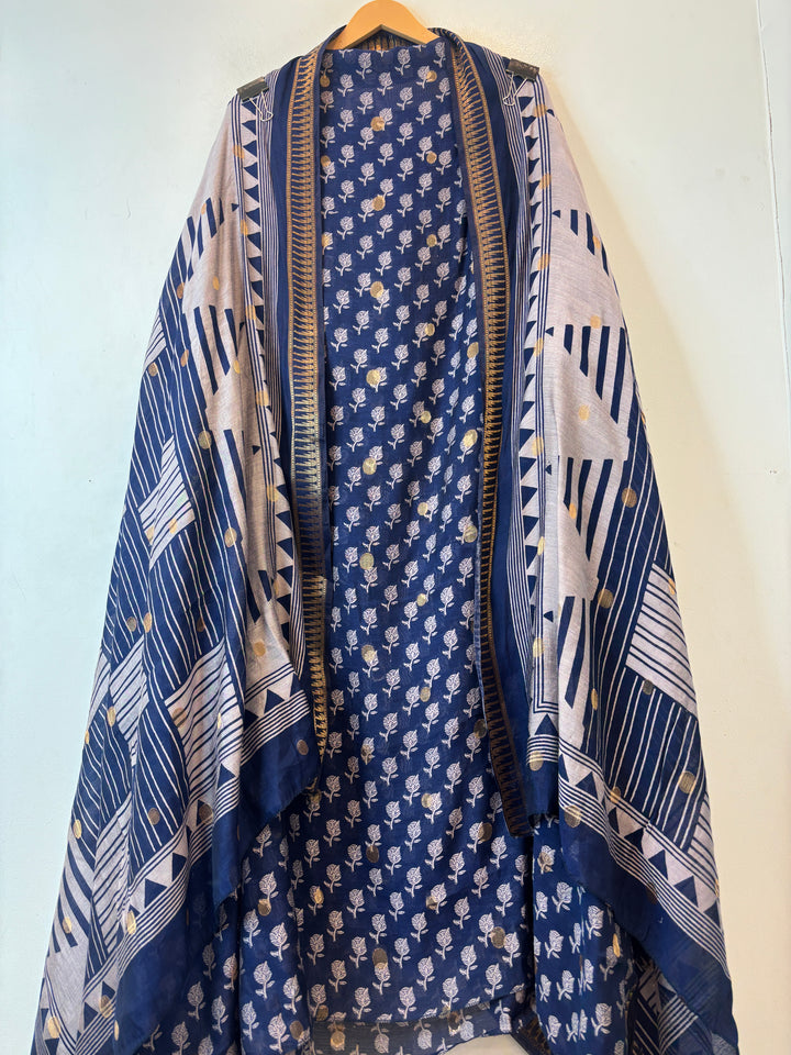 Vasundhara – Blue Maheshwari Woven Suit