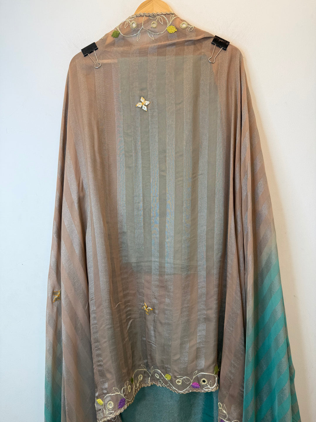 Omreza – Green Tissue Burberry Ombre Gota Suit