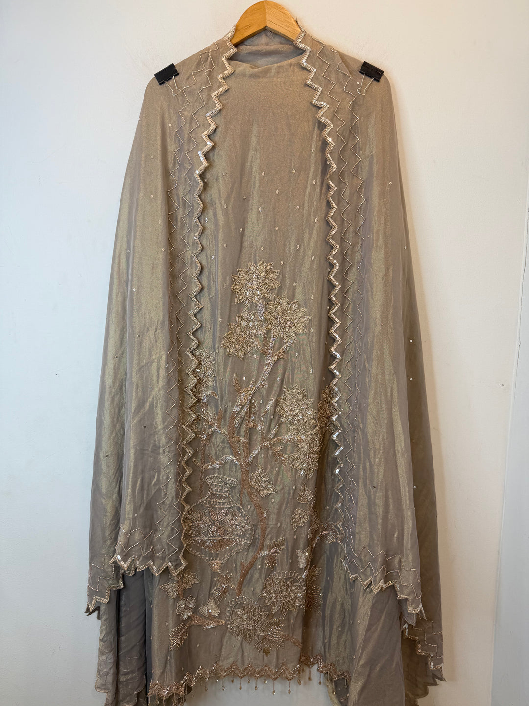 Zayara – Green Tissue Burberry Dabka Handwork Suit