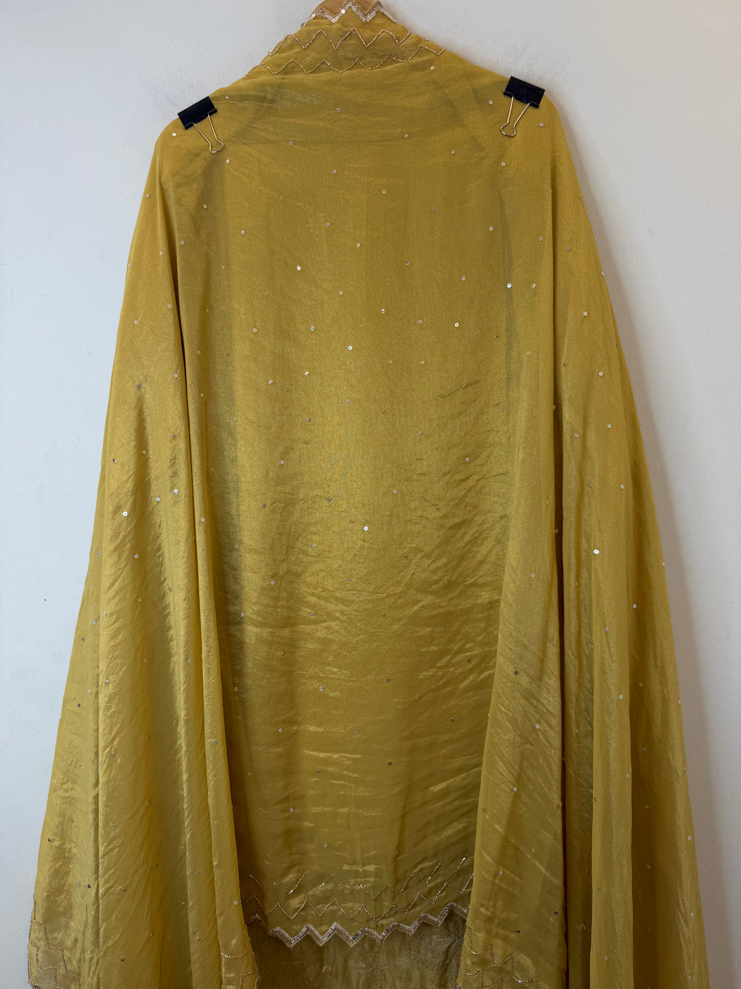 Zayara – Yellow Tissue Burberry Dabka Handwork Suit