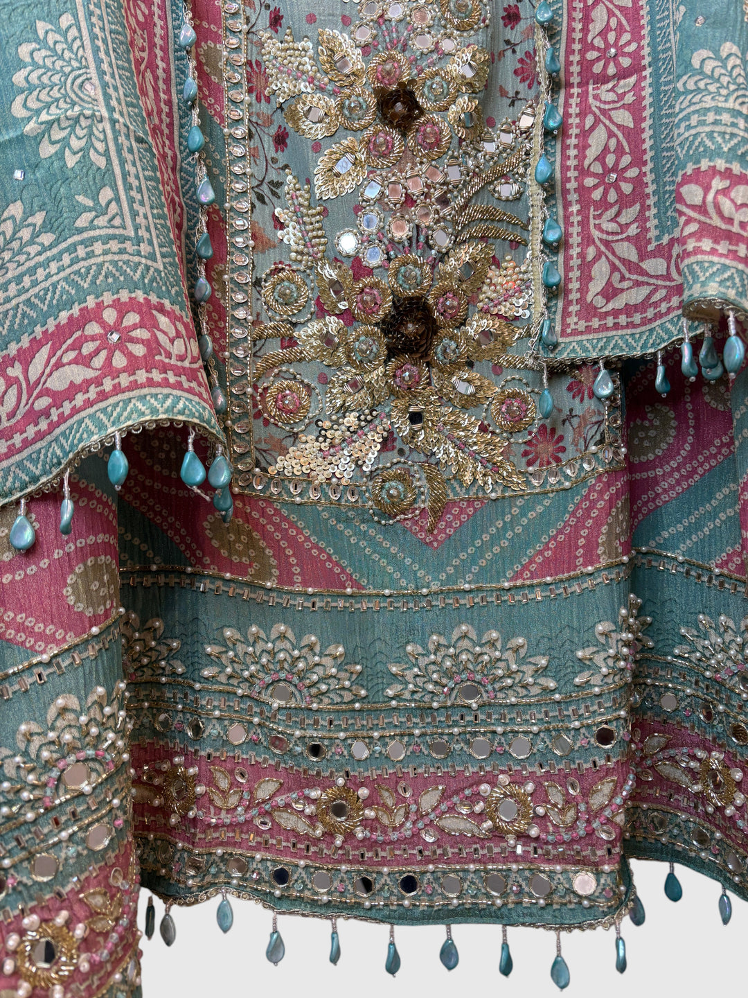 Zehra – Blue Crushed Tissue Handcrafted Suit