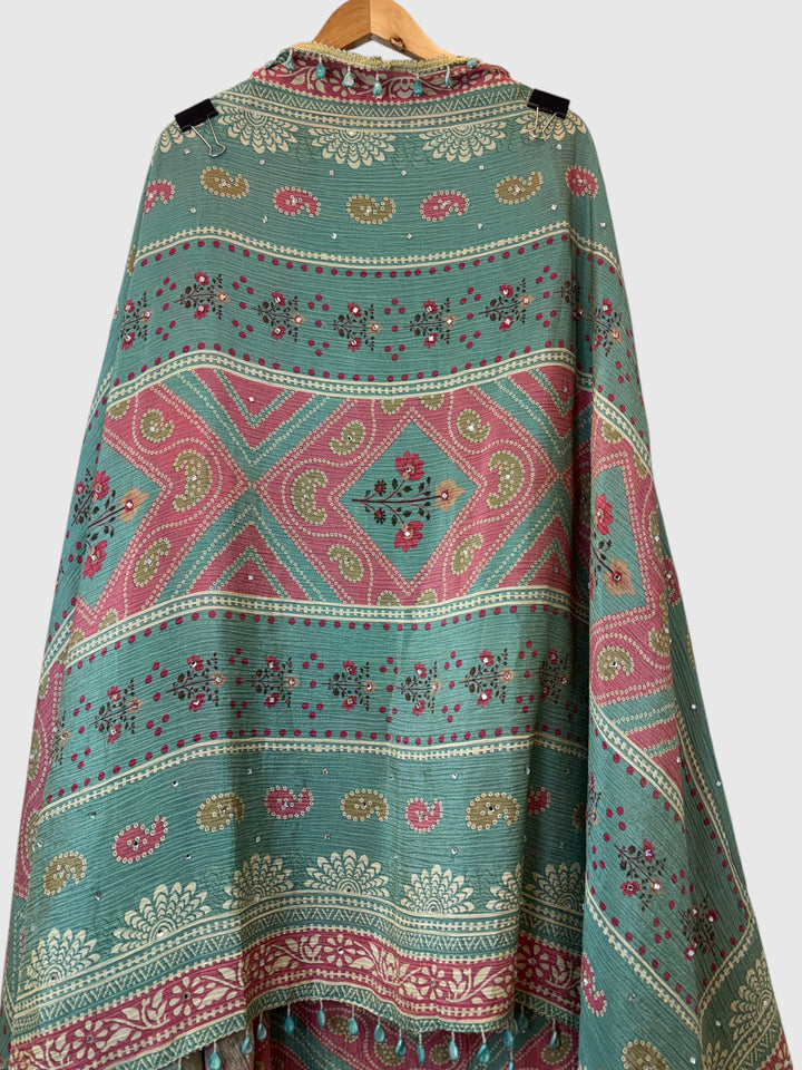 Zehra – Blue Crushed Tissue Handcrafted Suit