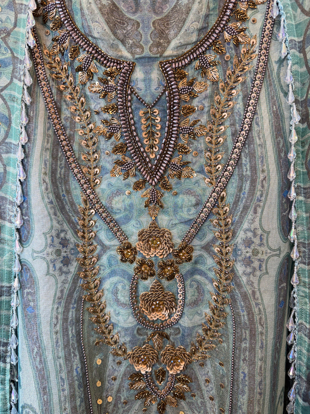 Zivara – Blue Tissue Burberry Metallic Handwork Suit