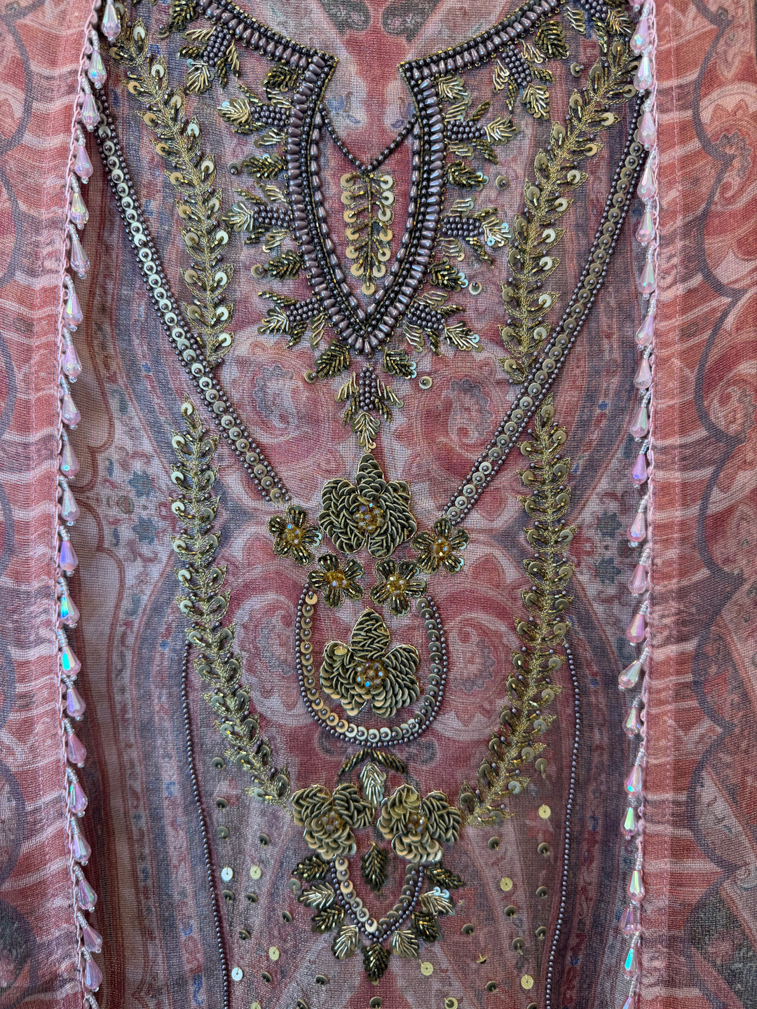 Zivara – Pink Tissue Burberry Metallic Handwork Suit