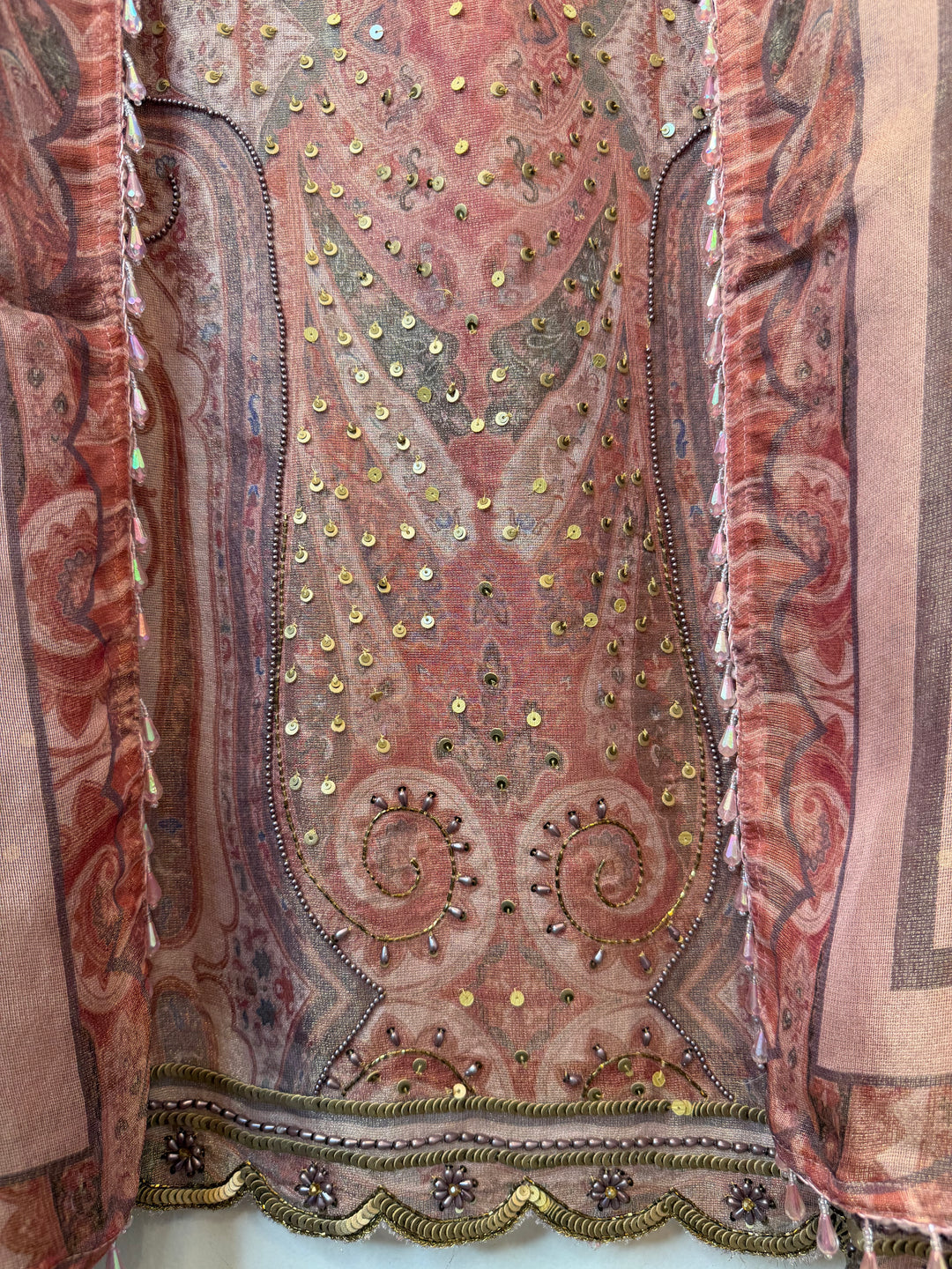 Zivara – Pink Tissue Burberry Metallic Handwork Suit