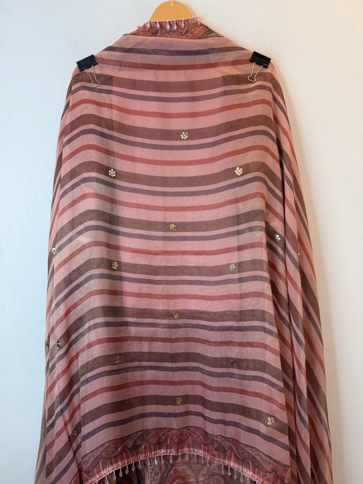 Zivara – Pink Tissue Burberry Metallic Handwork Suit